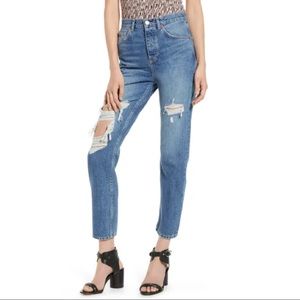 Topshop 28/30 LA EDIT RIPPED JEANS IN MID DENIM (US 6)